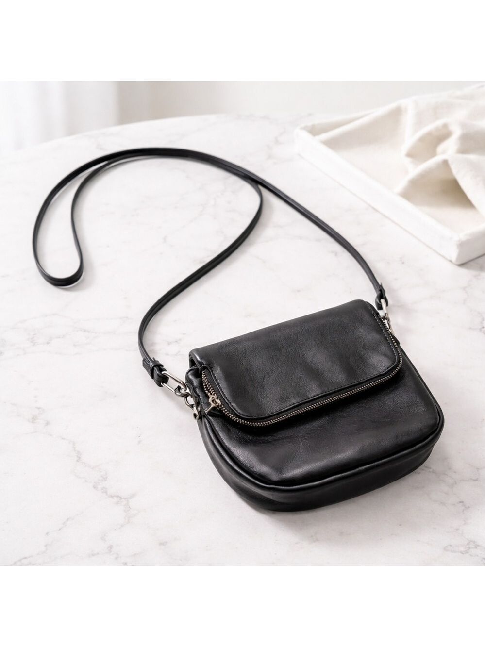 Lily & Ivy Black Crossbody Bag | Minimalist Faux Leather Everyday Purse
